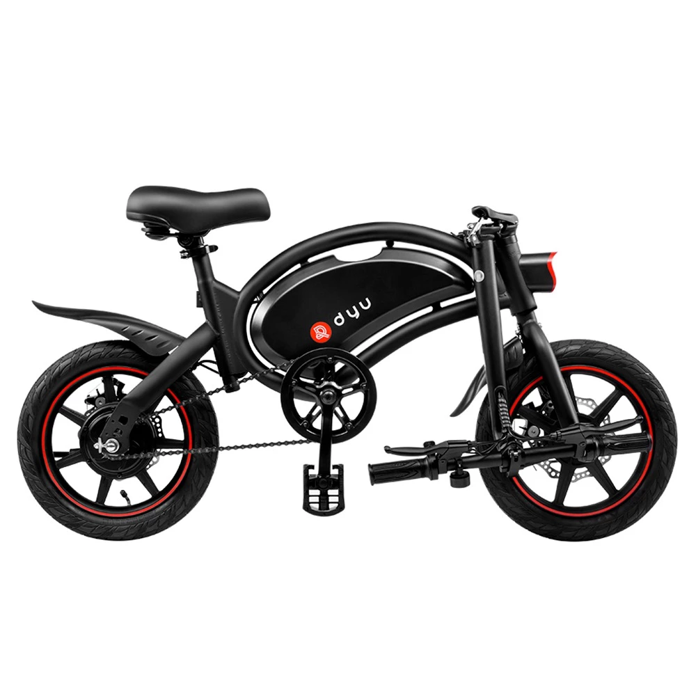 DYU D3F With Pedal Folding Moped Electric Bike 14 Inch Inflatable Rubber Tires 240W Motor 10Ah Battery Max Speed 25km/h Up To 45km Range Dual Disc Brakes Adjustable Height - Black 5 DYU D3F With Pedal Folding Moped Electric Bike 14 Inch Inflatable Rubber Tires 240W Motor 10Ah Battery Max Speed 25km/h Up To 45km Range Dual Disc Brakes Adjustable Height - Black - Image 5