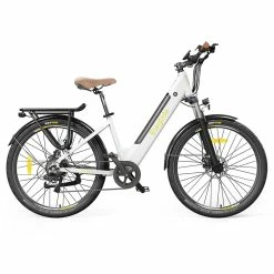 ELEGLIDE T1 STEP-THRU Electric Trekking Bike Trekking Bike 27.5 Inch CST Tires 36V 12.5AH Battery 250W Brushless Motor Shimano 7 Gears Max Speed 25Km/h Max Range 100KM Max Load 120KG IPX4 Waterproof Dual Disk Brake - White