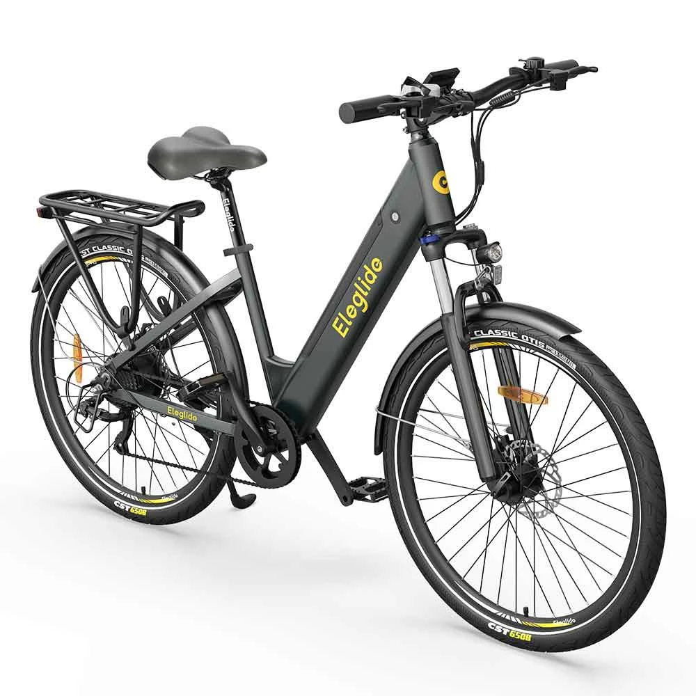 ELEGLIDE T1 STEP-THRU Electric Trekking Bike Trekking E-Bike 27.5 Inch CST Tires 36V 12.5AH Battery 250W Brushless Motor Shimano 7 Gears Max Speed 25Km/h Max Range 100KM Max Load 120KG IPX4 Waterproof Dual Disk Brake - Gray - Image 3