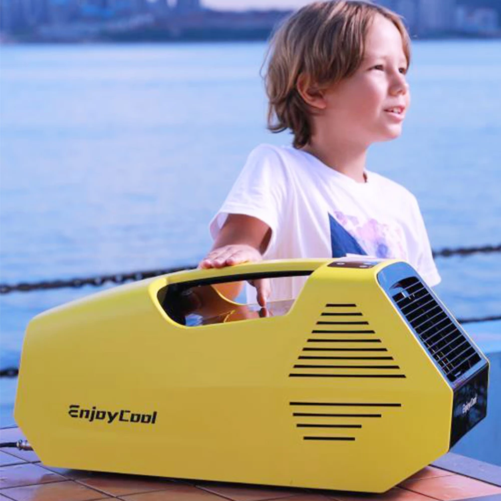 EnjoyCool Link Portable Outdoor Air Conditioner, 700W 2380 BTU Cooling Fan, Low Noise, LED Control Panel - Yellow 2 EnjoyCool Link Portable Outdoor Air Conditioner, 700W 2380 BTU Cooling Fan, Low Noise, LED Control Panel - Yellow - Image 2