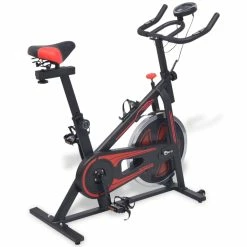 Exercise Spinning Bike With Pulse Sensors Black And Red