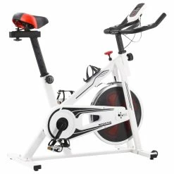 Exercise Spinning Bike With Pulse Sensors White And Red