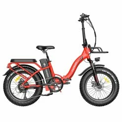 Alternative view of FAFREES F20 Max Electric Bike 20*4.0 Inch Fat Tire 500W Brushless Motor 25Km/h Speed Removable 48V 22.5Ah Lithium Battery Front & Rear Disc Brakes Shimano 7-Speed Gear 150KG Max Speed Folding E-bike With Footrest - Red