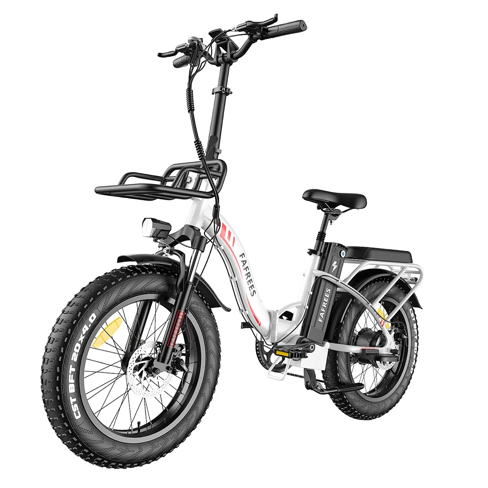FAFREES F20 Max Electric Bike 20*4.0 Inch Fat Tire 500W Brushless Motor 25Km/h Max Speed Folding Frame E-bike With Removable 48V 18Ah Lithium Battery 140KM Max Range 150KG Load Dual Disc Brakes Shimano 7 Speed Gear - White 4 FAFREES F20 Max Electric Bike 20*4.0 Inch Fat Tire 500W Brushless Motor 25Km/h Max Speed Folding Frame E-bike With Removable 48V 18Ah Lithium Battery 140KM Max Range 150KG Load Dual Disc Brakes Shimano 7 Speed Gear - White - Image 4