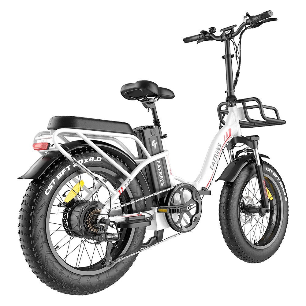 FAFREES F20 Max Electric Bike 20*4.0 Inch Fat Tire 500W Brushless Motor 25Km/h Max Speed Folding Frame E-bike With Removable 48V 18Ah Lithium Battery 140KM Max Range 150KG Load Dual Disc Brakes Shimano 7 Speed Gear - White 5 FAFREES F20 Max Electric Bike 20*4.0 Inch Fat Tire 500W Brushless Motor 25Km/h Max Speed Folding Frame E-bike With Removable 48V 18Ah Lithium Battery 140KM Max Range 150KG Load Dual Disc Brakes Shimano 7 Speed Gear - White - Image 5
