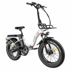 FAFREES F20 Max Electric Bike 20*4.0 Inch Fat Tire 500W Brushless Motor 25Km/h Speed Removable 48V 22.5Ah Lithium Battery Front & Rear Disc Brakes Shimano 7-Speed Gear 150KG Max Speed Folding E-bike With Footrest - White -Zhengbu Shop FAFREES F20 Max Electric Bike 20 Inch Folding Frame E bike White 519277 2