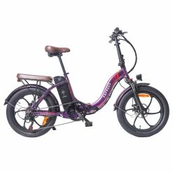 FAFREES F20 Pro Electric Bike 20*3.0 Inch Fat Tire 250W Brushless Motor 25Km/h Max Speed 7-Speed Gears With Removable 36V 18AH Lithium Battery 150KM Max Range Double Disc Brake Folding Frame E-bike - Purple