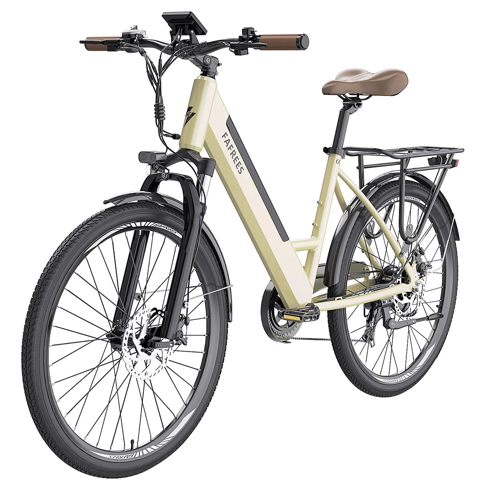 FAFREES F26 Pro City E-Bike 26 Inch Step-through Electric Bicycle 25Km/h 250W Motor 36V 10Ah Embedded Removable Battery Shimano 7 Speed Dual Disc Brakes APP Connect - Golden 5 FAFREES F26 Pro City E-Bike 26 Inch Step-through Electric Bicycle 25Km/h 250W Motor 36V 10Ah Embedded Removable Battery Shimano 7 Speed Dual Disc Brakes APP Connect - Golden - Image 5