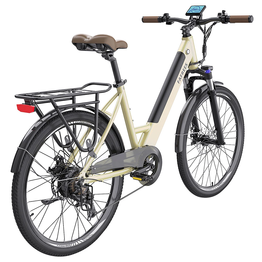 FAFREES F26 Pro City E-Bike 26 Inch Step-through Electric Bicycle 25Km/h 250W Motor 36V 10Ah Embedded Removable Battery Shimano 7 Speed Dual Disc Brakes APP Connect - Golden 6 FAFREES F26 Pro City E-Bike 26 Inch Step-through Electric Bicycle 25Km/h 250W Motor 36V 10Ah Embedded Removable Battery Shimano 7 Speed Dual Disc Brakes APP Connect - Golden - Image 6