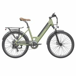 Alternative view of FAFREES F26 Pro City E-Bike 26 Inch Step-through Electric Bicycle 25Km/h 250W Motor 36V 10Ah Embedded Removable Battery Shimano 7 Speed Dual Disc Brakes APP Connect - Green