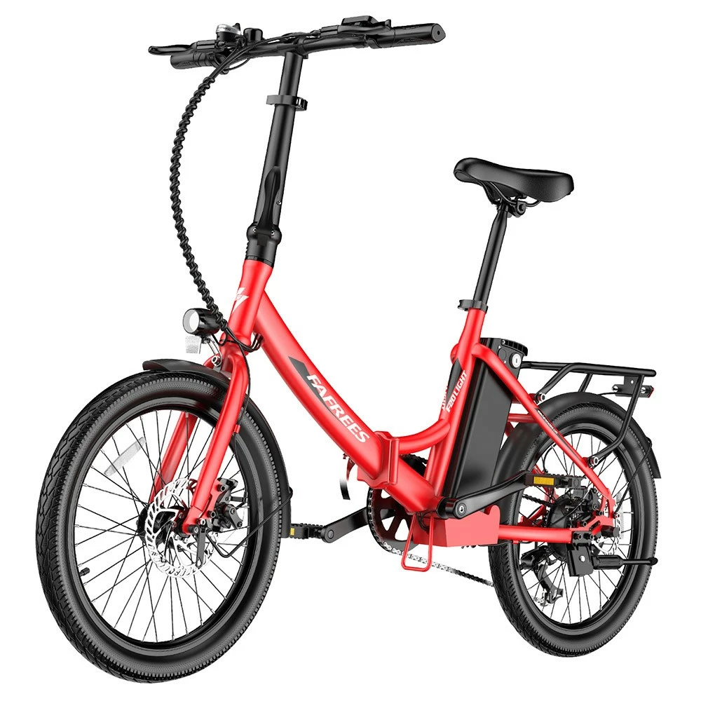 FAFREES F20 Light Folding City E-bike 20*1.95 Inch Tire 36V 250W Motor 25Km/h Max Speed 14.5Ah Battery Shimano 7-Speed Gear IPX4 Waterproof - Red 4 FAFREES F20 Light Folding City E-bike 20*1.95 Inch Tire 36V 250W Motor 25Km/h Max Speed 14.5Ah Battery Shimano 7-Speed Gear IPX4 Waterproof - Red - Image 4
