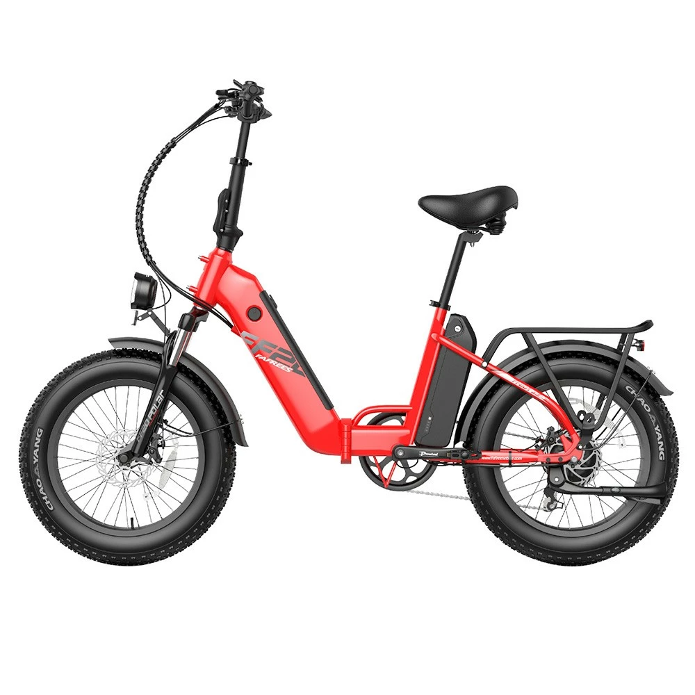 FAFREES FF20 Polar Electric Bike 48V 500W Motor 40Km/h Max Speed Dual 10.4Ah Batteries For 150KM Range 20*4.0 Inch CHAOYANG Fat Tire Double Disc Brakes Shimano 7-Speed Gear LCD Color Display - Red