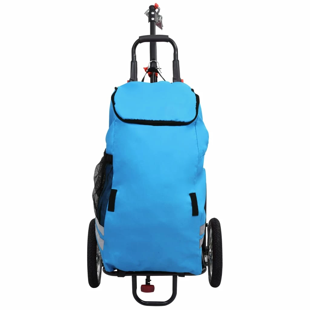 Folding Cargo Bike Trailer With Grocery Bag Blue And Black - Image 3