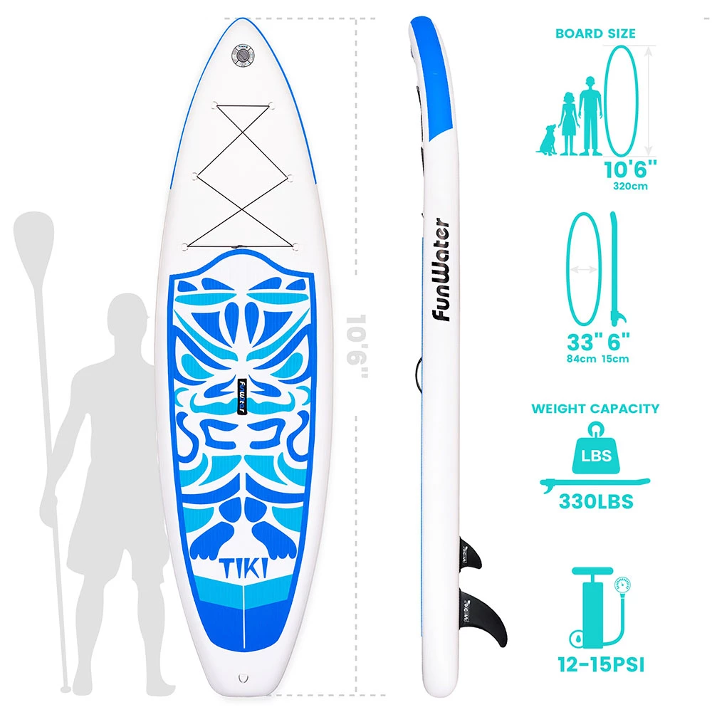 FunWater Cruise SUPFW02A Inflatable Stand Up Paddle Board 335x84x15cm Ultra-Light For All Levels With 10L Dry Bag Travel Backpack - Blue - Image 5