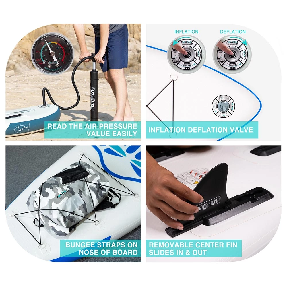 FunWater Cruise SUPFW02A Inflatable Stand Up Paddle Board 335x84x15cm Ultra-Light For All Levels With 10L Dry Bag Travel Backpack - Blue - Image 6