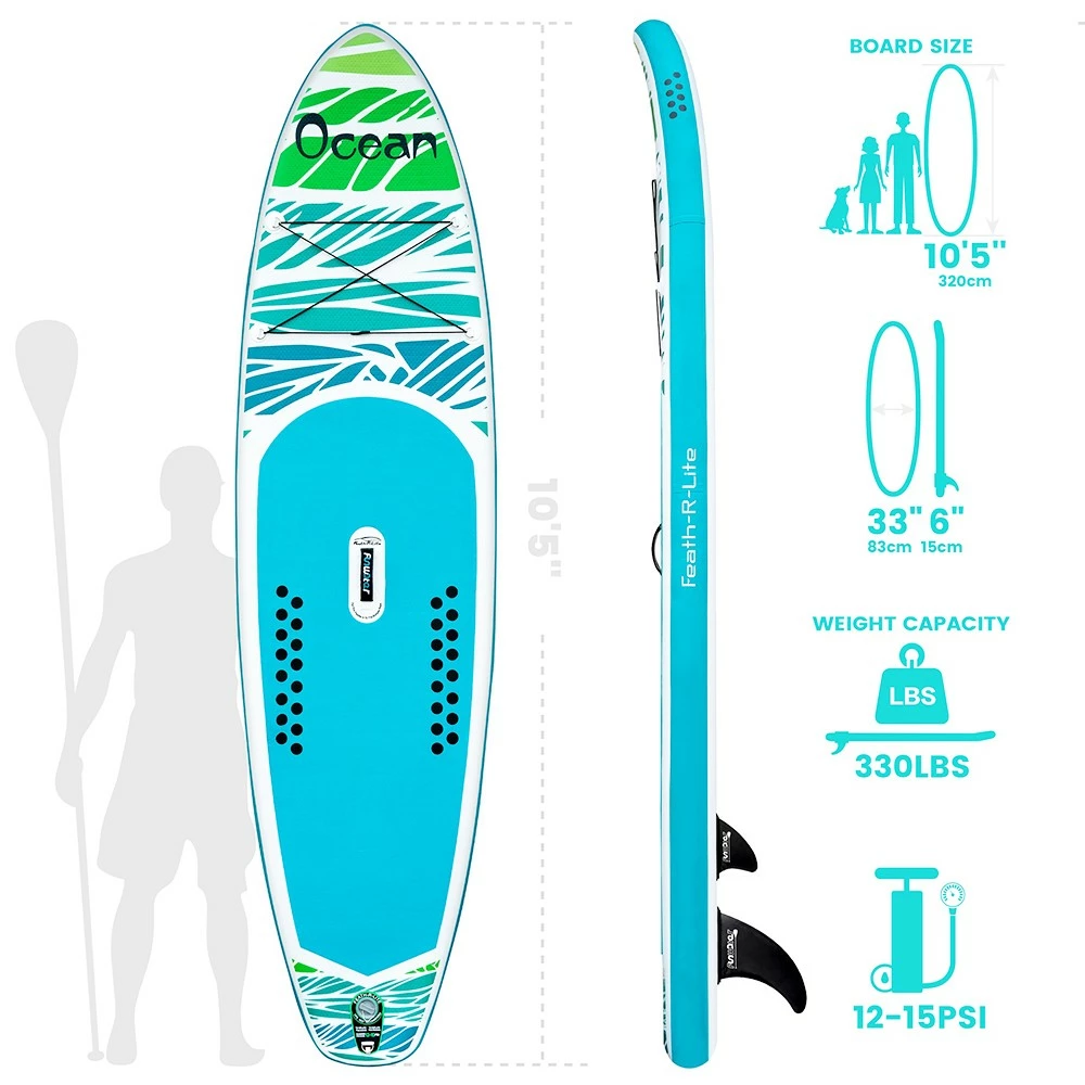 FunWater ADVENTURE-OCEAN Inflatable Stand Up Paddle Board 350x84x15cm With Complete Accessories Waterproof Bag - Image 4