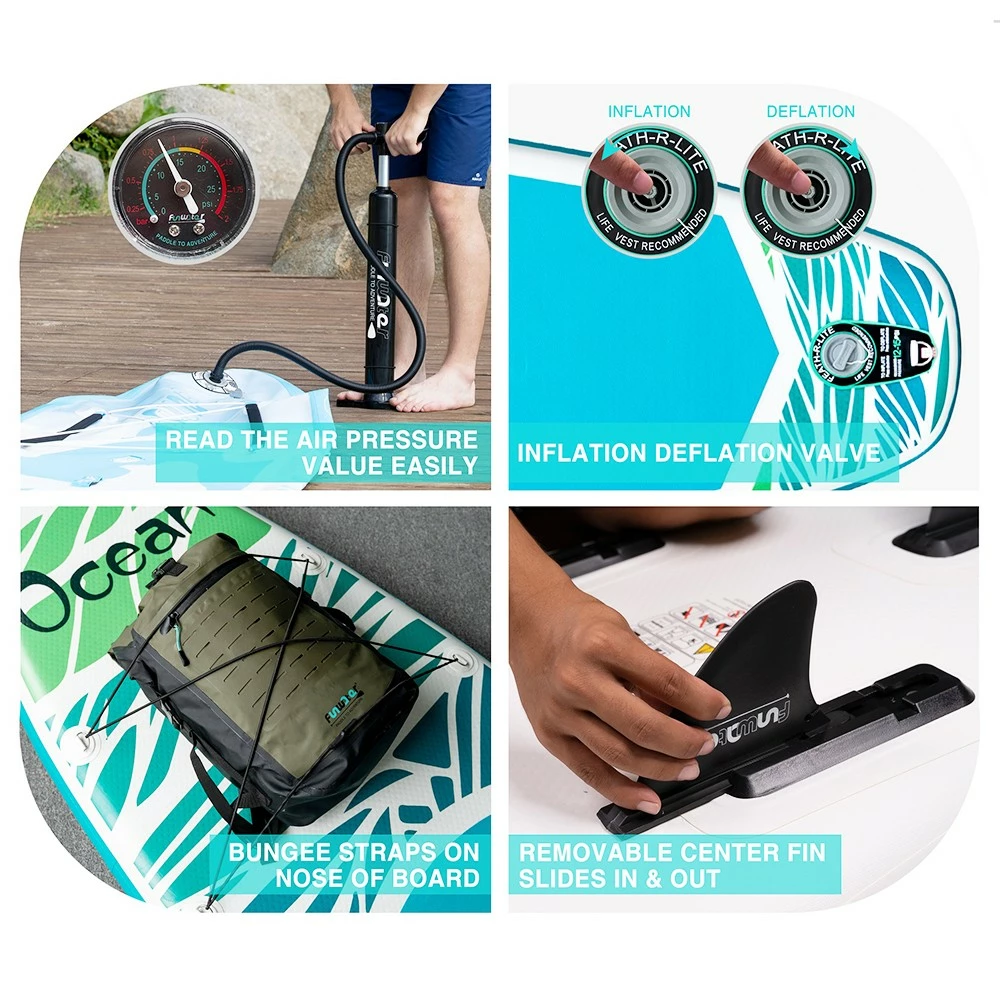 FunWater ADVENTURE-OCEAN Inflatable Stand Up Paddle Board 350x84x15cm With Complete Accessories Waterproof Bag - Image 5