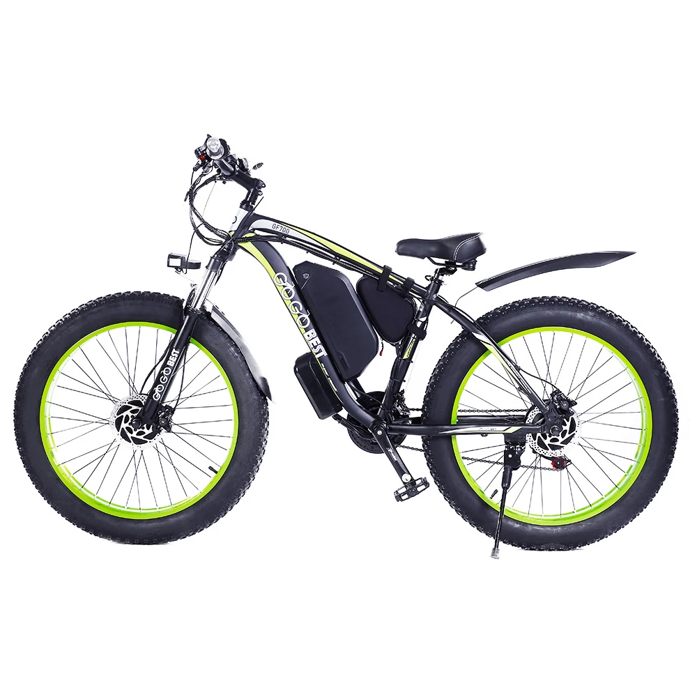 GOGOBEST GF700 26*4.0 Inch Fat Tire Electric Mountain Bike 48V 17.5Ah Battery 2*500W Dual Motor Max Speed 50Km/h 70KM Power-Assisted Range Max Load 200KG IP54 Waterproof Hydraulic Disc Brake MTB Bike 6061 Aluminum Alloy Frame - Black Green 4 GOGOBEST GF700 26*4.0 Inch Fat Tire Electric Mountain Bike 48V 17.5Ah Battery 2*500W Dual Motor Max Speed 50Km/h 70KM Power-Assisted Range Max Load 200KG IP54 Waterproof Hydraulic Disc Brake MTB Bike 6061 Aluminum Alloy Frame - Black Green - Image 4