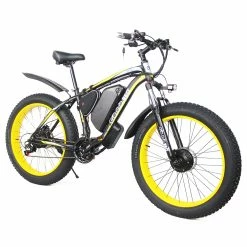 GOGOBEST GF700 26*4.0 Inch Fat Tire Electric Mountain Bike 48V 17.5Ah Battery 2*500W Dual Motor Max Speed 50Km/h 70KM Power-Assisted Range Max Load 200KG IP54 Waterproof Hydraulic Disc Brake MTB Bike 6061 Aluminum Alloy Frame - Black Yellow