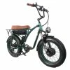 GOGOBEST GF750 Electric Retro Bicycle 20*4.0 Inch Fat Tire 1000W*2 Dual Motors 50Km/h Max Speed 48V 17.5Ah Battery 80KM Range Shimano 7-Speed Gear With USB Phone Charging 200KG Max Load - Army Green