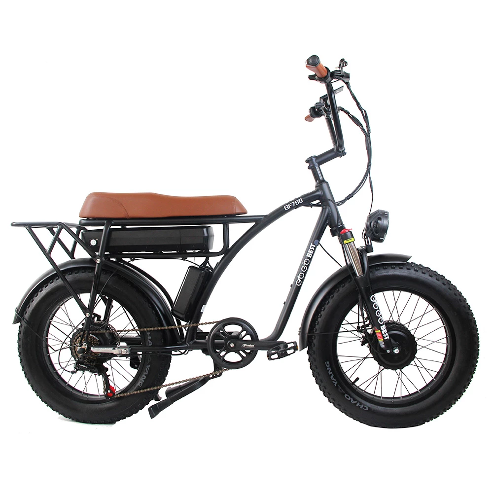 GOGOBEST GF750 Electric Bicycle 1000W*2 Dual Motors 50Km/h Max Speed 48V 17.5Ah Battery 20*4.0 Inch Fat Tire Shimano 7-Speed Gear With USB Phone Charging 200KG Max Load - Black 1 GOGOBEST GF750 Electric Bicycle 1000W*2 Dual Motors 50Km/h Max Speed 48V 17.5Ah Battery 20*4.0 Inch Fat Tire Shimano 7-Speed Gear With USB Phone Charging 200KG Max Load - Black