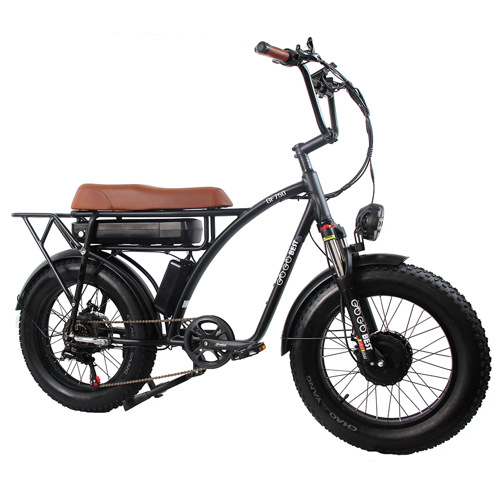 GOGOBEST GF750 Electric Bicycle 1000W*2 Dual Motors 50Km/h Max Speed 48V 17.5Ah Battery 20*4.0 Inch Fat Tire Shimano 7-Speed Gear With USB Phone Charging 200KG Max Load - Black 4 GOGOBEST GF750 Electric Bicycle 1000W*2 Dual Motors 50Km/h Max Speed 48V 17.5Ah Battery 20*4.0 Inch Fat Tire Shimano 7-Speed Gear With USB Phone Charging 200KG Max Load - Black - Image 4
