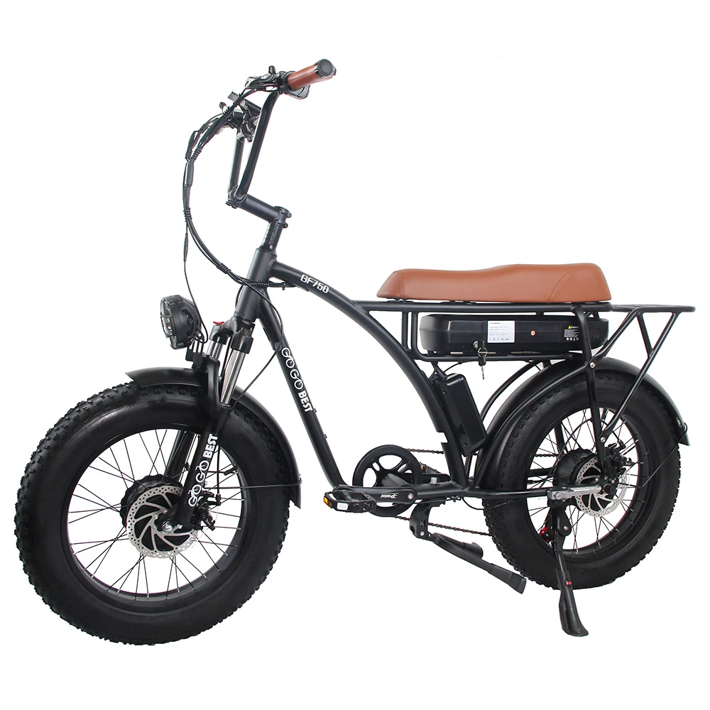 GOGOBEST GF750 Electric Bicycle 1000W*2 Dual Motors 50Km/h Max Speed 48V 17.5Ah Battery 20*4.0 Inch Fat Tire Shimano 7-Speed Gear With USB Phone Charging 200KG Max Load - Black 6 GOGOBEST GF750 Electric Bicycle 1000W*2 Dual Motors 50Km/h Max Speed 48V 17.5Ah Battery 20*4.0 Inch Fat Tire Shimano 7-Speed Gear With USB Phone Charging 200KG Max Load - Black - Image 6