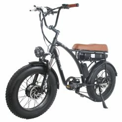 GOGOBEST GF750 Electric Retro Bicycle 20*4.0 Inch Fat Tire 1000W*2 Dual Motors 50Km/h Max Speed 48V 17.5Ah Battery 80KM Range Shimano 7-Speed Gear With USB Phone Charging 200KG Max Load - Black