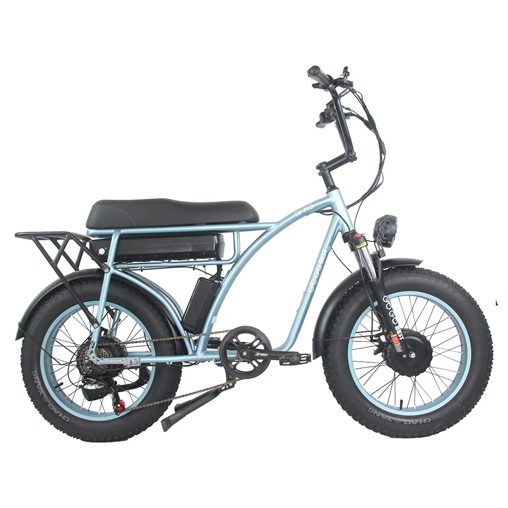GOGOBEST GF750 Electric Retro Bicycle 20*4.0 Inch Fat Tire 1000W*2 Dual Motors 50Km/h Max Speed 48V 17.5Ah Battery 80KM Range Shimano 7-Speed Gear With USB Phone Charging 200KG Max Load - Blue 2 GOGOBEST GF750 Electric Retro Bicycle 20*4.0 Inch Fat Tire 1000W*2 Dual Motors 50Km/h Max Speed 48V 17.5Ah Battery 80KM Range Shimano 7-Speed Gear With USB Phone Charging 200KG Max Load - Blue - Image 2