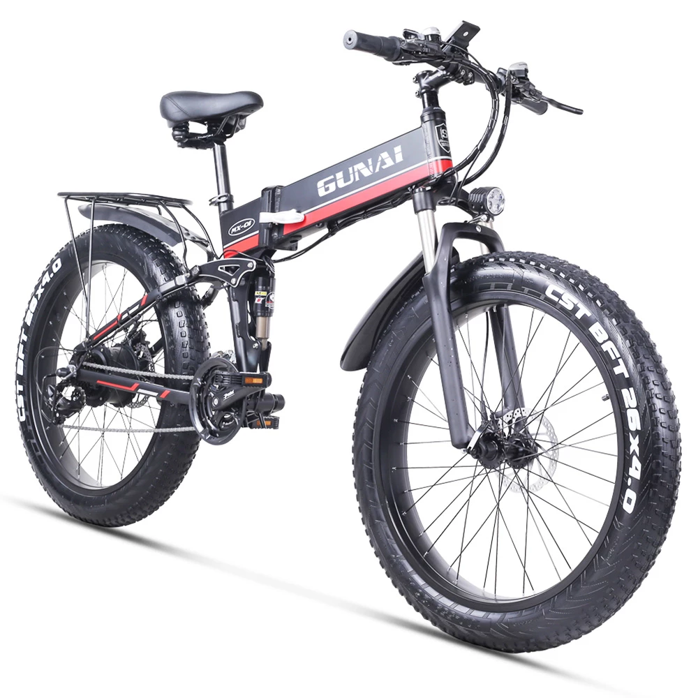 GUNAI MX01 1000W 48V 12.8Ah 26'' Electric Bicycle 40km/h Max Speed 40-50km Mileage Range 150kg Max Load - Red - Image 2