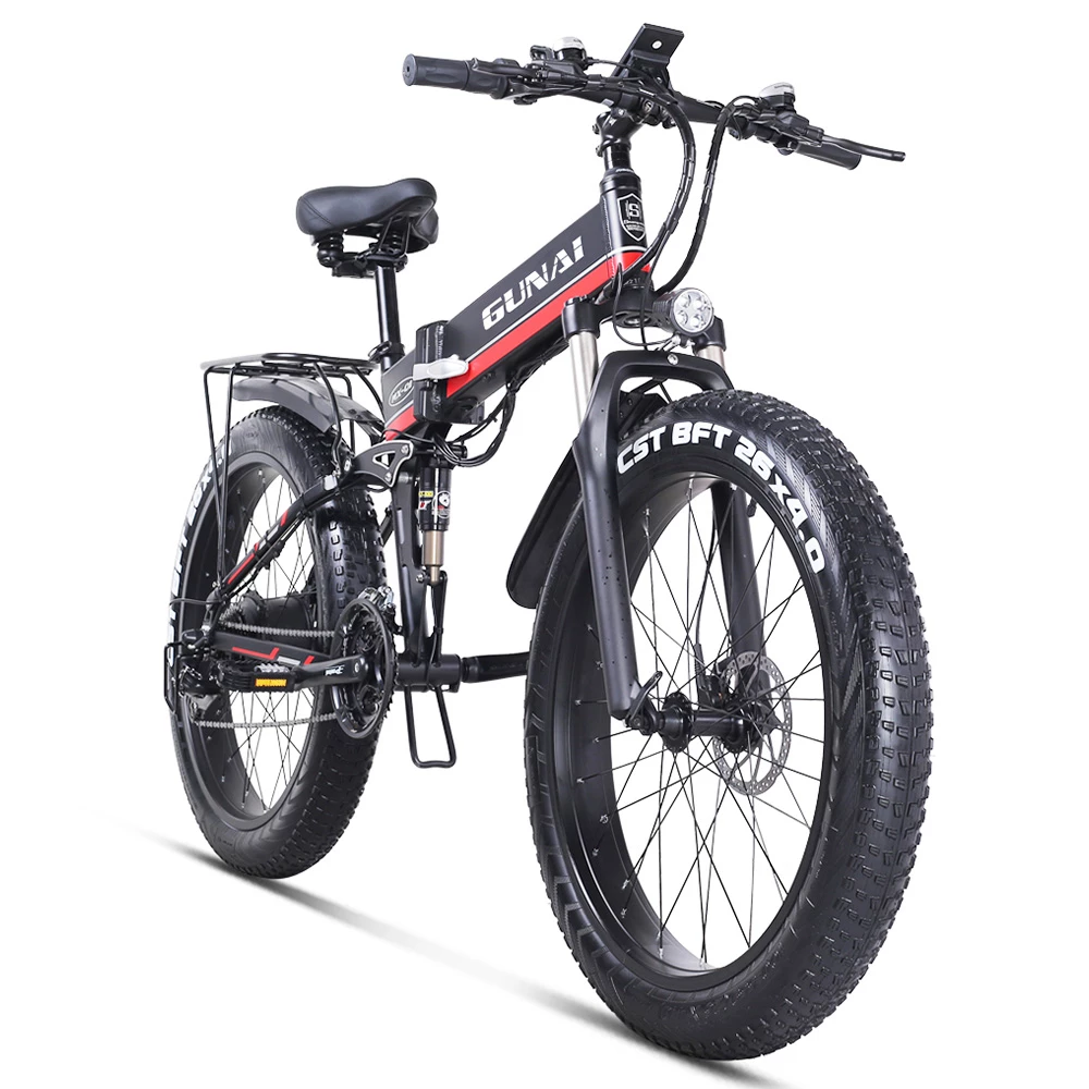 GUNAI MX01 1000W 48V 12.8Ah 26'' Electric Bicycle 40km/h Max Speed 40-50km Mileage Range 150kg Max Load - Red - Image 3