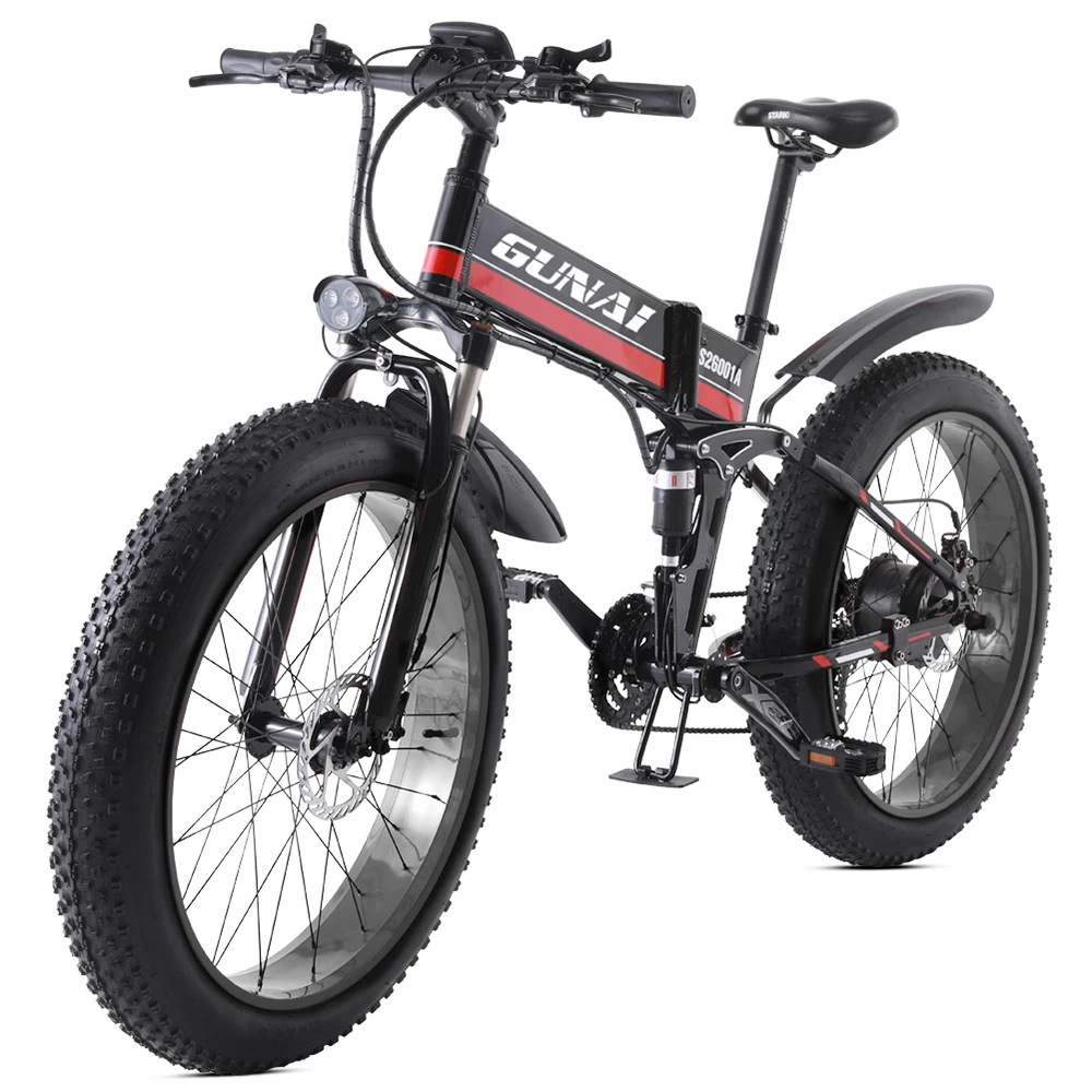 GUNAI MX01 1000W 48V 12.8Ah 26'' Electric Bicycle 40km/h Max Speed 40-50km Mileage Range 150kg Max Load - Red - Image 5