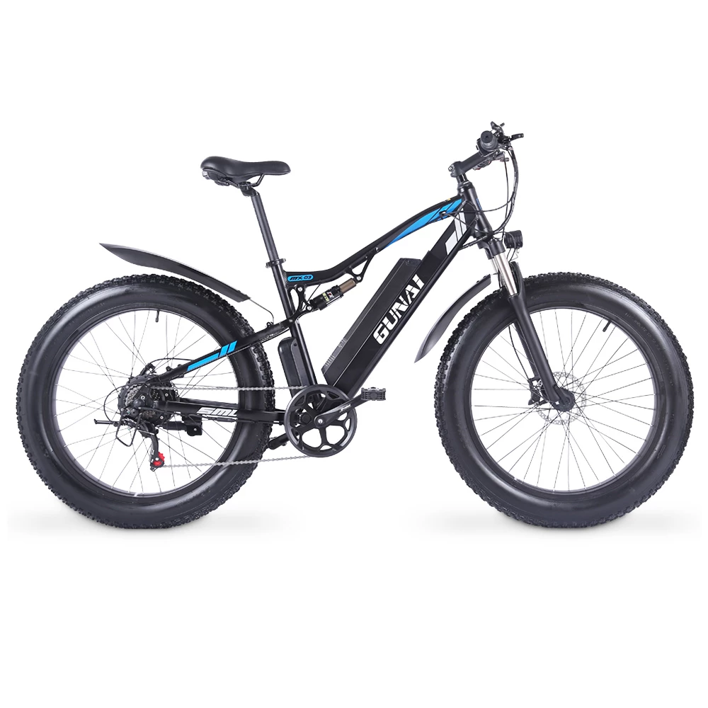 GUNAI MX03 Electric Bicycle 1000W 48V 17Ah Battery 26*4.0 Inch Fat Tires Mountain Bike 40Km/h Max Speed 40-50KM Mileage Range 150KG Max Load Double Dics Brake - Black