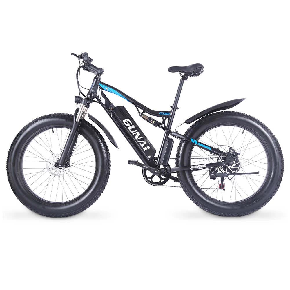 GUNAI MX03 Electric Bicycle 1000W 48V 17Ah Battery 26*4.0 Inch Fat Tires Mountain Bike 40Km/h Max Speed 40-50KM Mileage Range 150KG Max Load Double Dics Brake - Black - Image 4