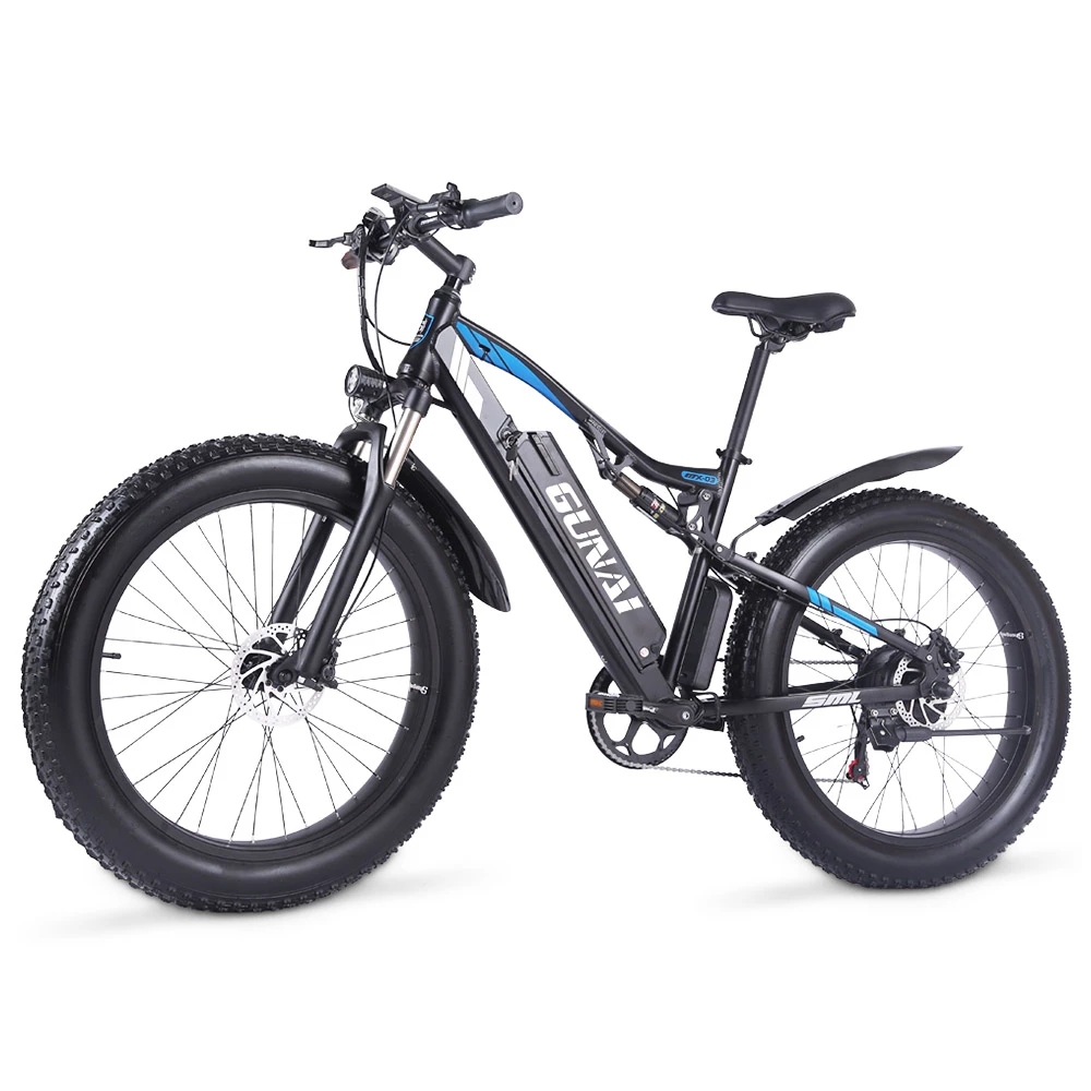 GUNAI MX03 Electric Bicycle 1000W 48V 17Ah Battery 26*4.0 Inch Fat Tires Mountain Bike 40Km/h Max Speed 40-50KM Mileage Range 150KG Max Load Double Dics Brake - Black - Image 5