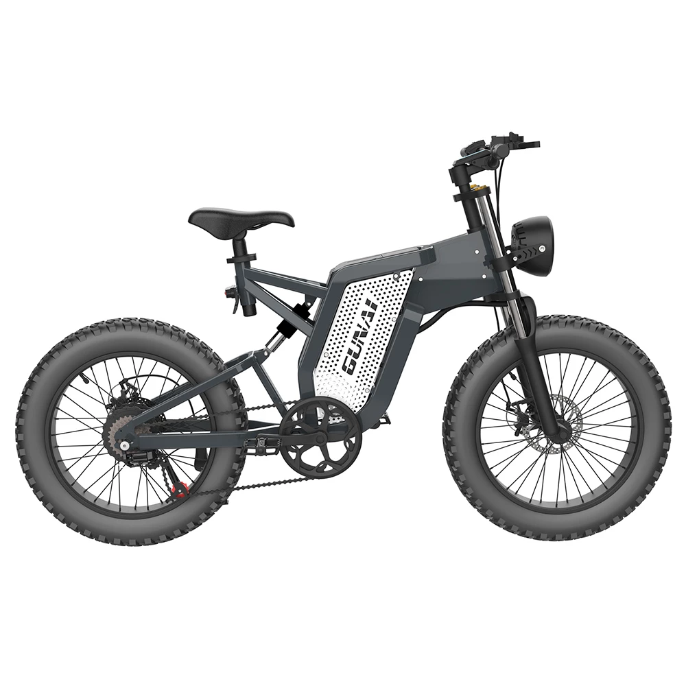 GUNAI MX25 Electric Bicycle 20*4.0 Inch Fat Tires 2000W Brushless Motor 50Km/h Max Speed 48V 25Ah Battery Shimano 7-Speed Double Oil Brakes 75KM Mileage Range 200KG Payload E-Bike - Black