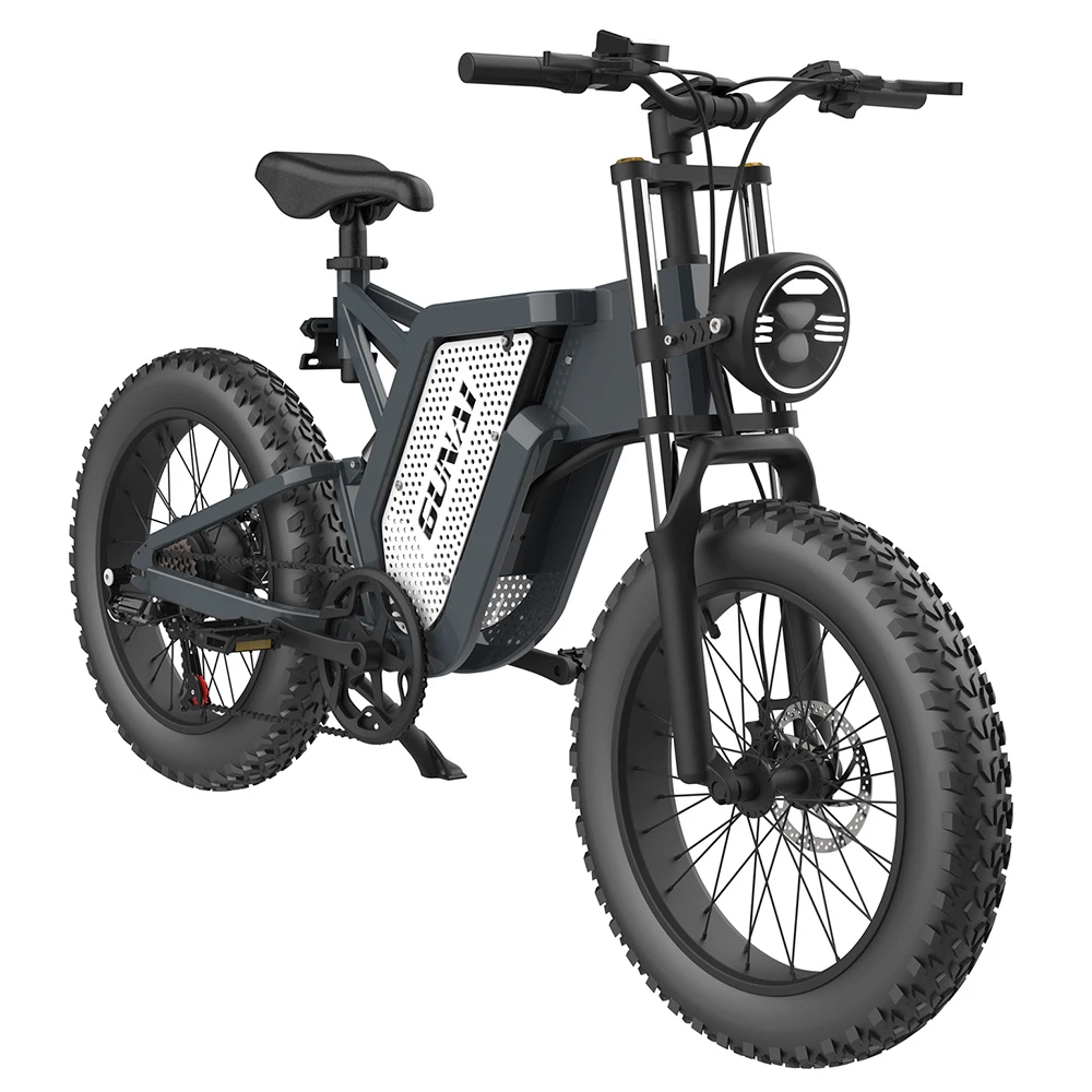 GUNAI MX25 Electric Bicycle 20*4.0 Inch Fat Tires 2000W Brushless Motor 50Km/h Max Speed 48V 25Ah Battery Shimano 7-Speed Double Oil Brakes 75KM Mileage Range 200KG Payload E-Bike - Black - Image 2