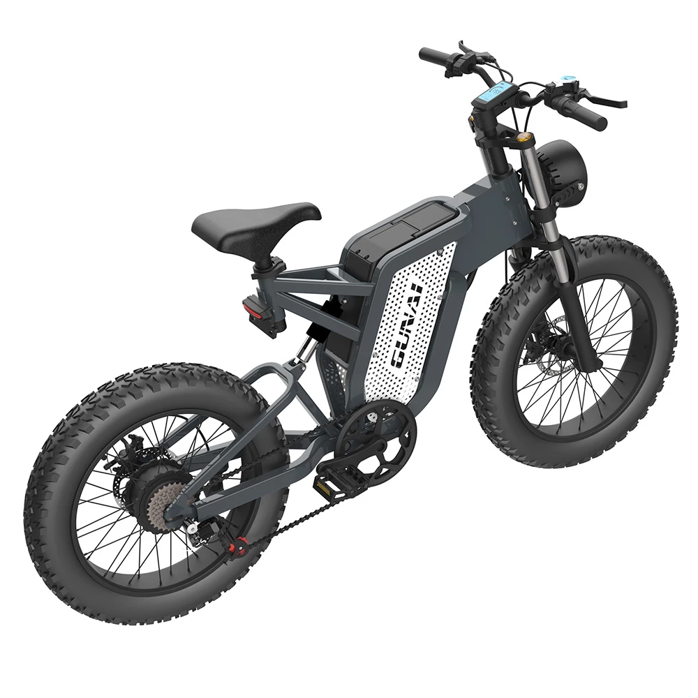 GUNAI MX25 Electric Bicycle 20*4.0 Inch Fat Tires 2000W Brushless Motor 50Km/h Max Speed 48V 25Ah Battery Shimano 7-Speed Double Oil Brakes 75KM Mileage Range 200KG Payload E-Bike - Black - Image 3
