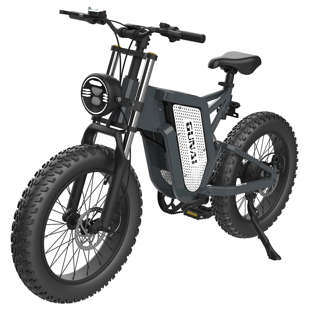 GUNAI MX25 Electric Bicycle 20*4.0 Inch Fat Tires 2000W Brushless Motor 50Km/h Max Speed 48V 25Ah Battery Shimano 7-Speed Double Oil Brakes 75KM Mileage Range 200KG Payload E-Bike - Black - Image 6