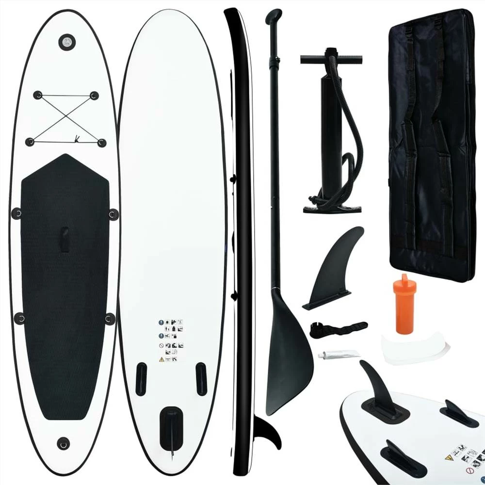 Inflatable Stand Up Paddle Board Set Black And White 1 Inflatable Stand Up Paddle Board Set Black And White