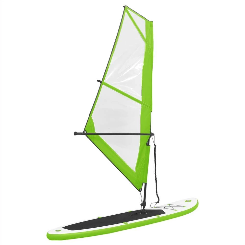 Inflatable Stand Up Paddleboard With Sail Set Green And White - Image 2