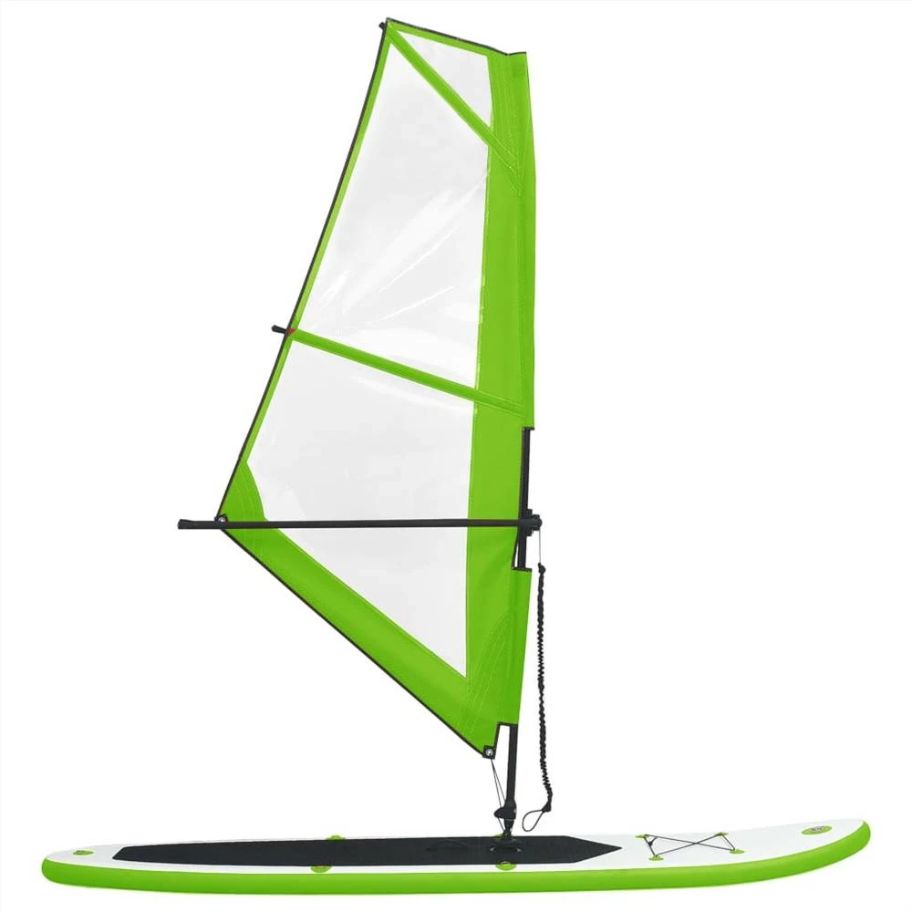 Inflatable Stand Up Paddleboard With Sail Set Green And White - Image 3