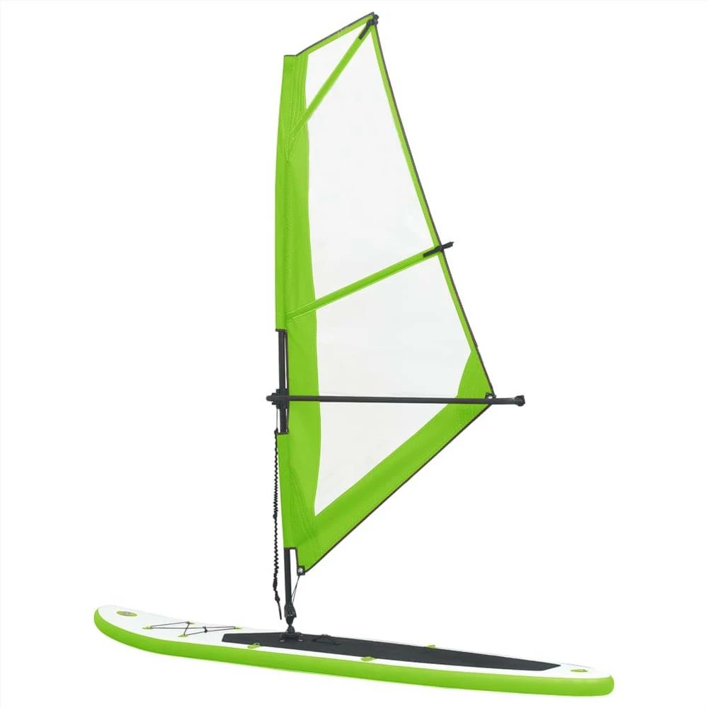 Inflatable Stand Up Paddleboard With Sail Set Green And White - Image 4
