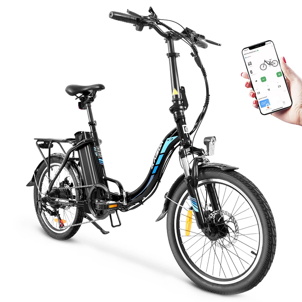 KAISDA K7 Folding Electric Moped Bike 20*1.95 Inch Tire 350W Motor 25-28Km/h Max Speed Mountain Bicycle SHIMANO 21-Speed APP Control - Black 1 KAISDA K7 Folding Electric Moped Bike 20*1.95 Inch Tire 350W Motor 25-28Km/h Max Speed Mountain Bicycle SHIMANO 21-Speed APP Control - Black