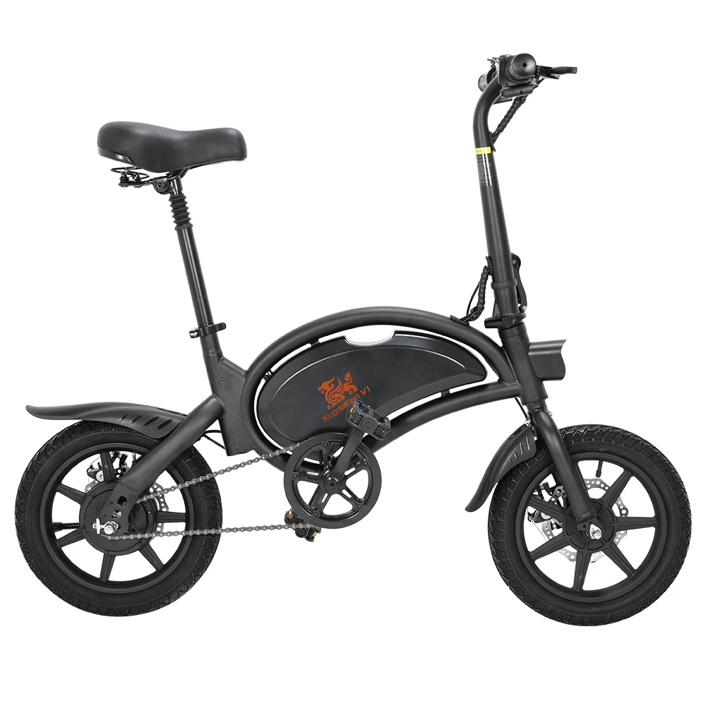KugooKirin V1 (KIRIN B2) Folding Moped Electric Bike With Pedals 400W Brushless Motor Max Speed 45km/h 7.5AH Lithium Battery Disc Brake 14 Inch Pneumatic Tires Smart App Control Child Saddle - Black - Image 2