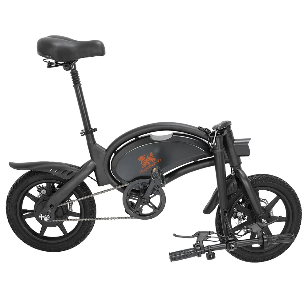 KugooKirin V1 (KIRIN B2) Folding Moped Electric Bike With Pedals 400W Brushless Motor Max Speed 45km/h 7.5AH Lithium Battery Disc Brake 14 Inch Pneumatic Tires Smart App Control Child Saddle - Black - Image 5