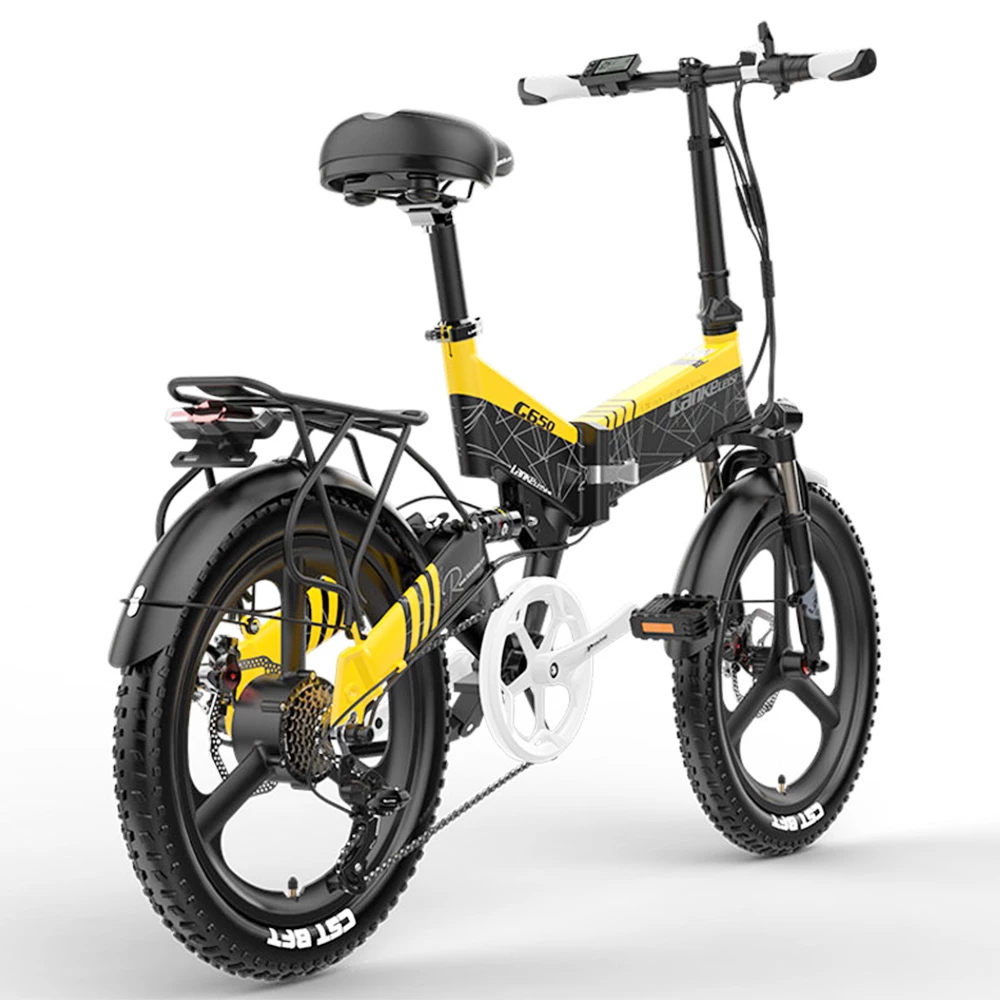 LANKELEISI G650 Electric Folding Bike 400W Motor 14.5Ah Battery 20 Inch Tire For Commuting - Yellow 2 LANKELEISI G650 Electric Folding Bike 400W Motor 14.5Ah Battery 20 Inch Tire For Commuting - Yellow - Image 2
