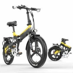 LANKELEISI G650 Electric Folding Bike 400W Motor 14.5Ah Battery 20 Inch Tire For Commuting - Yellow 8 LANKELEISI G650 Electric Folding Bike 400W Motor 14.5Ah Battery 20 Inch Tire For Commuting - Yellow -Zhengbu Shop LANKELEISI G650 Electric Folding Bike 400W Motor Yellow 507642 3