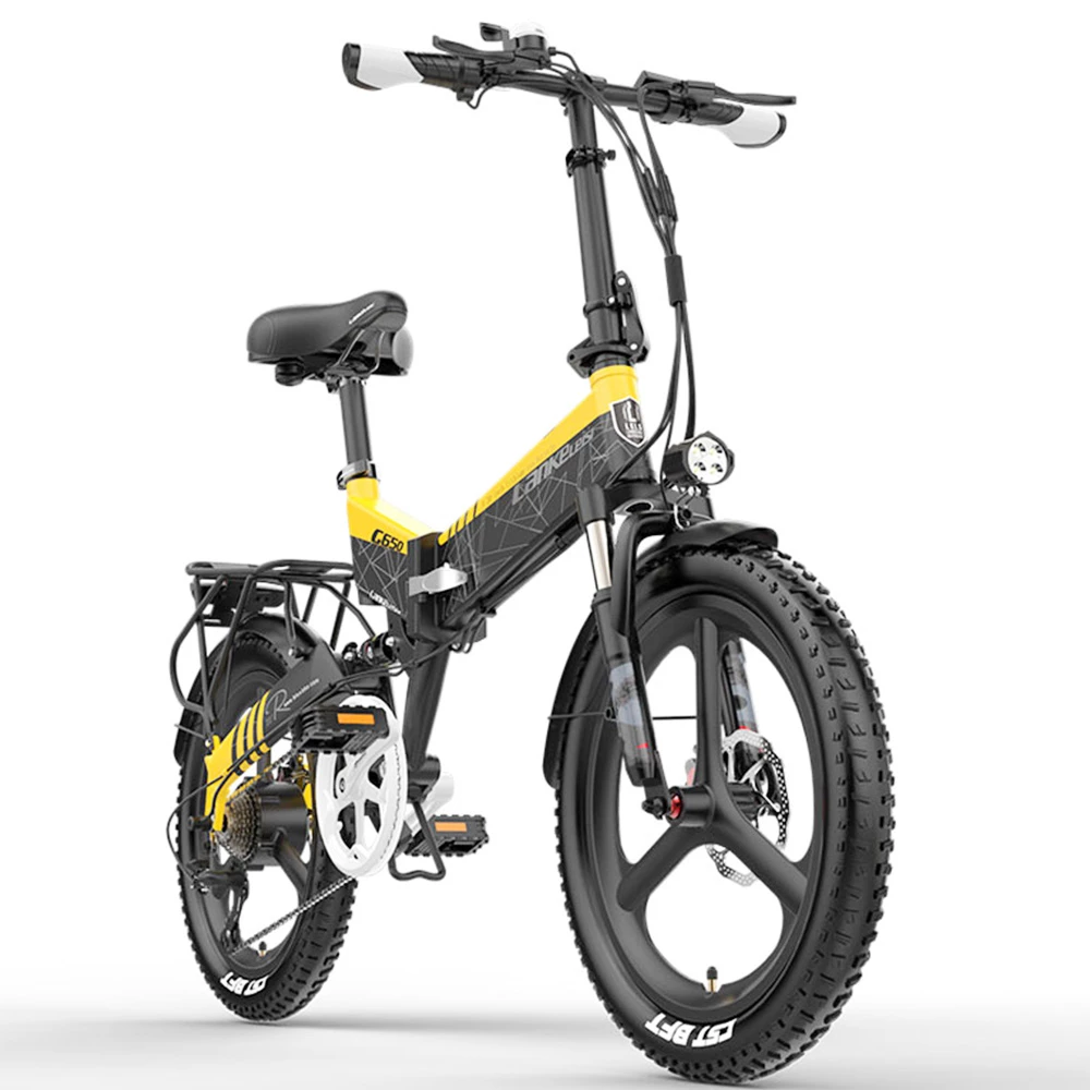 LANKELEISI G650 Electric Folding Bike 400W Motor 14.5Ah Battery 20 Inch Tire For Commuting - Yellow 5 LANKELEISI G650 Electric Folding Bike 400W Motor 14.5Ah Battery 20 Inch Tire For Commuting - Yellow - Image 5