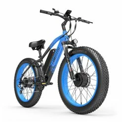LANKELEISI MG740 PLUS Electric Bike 26*4.0'' Tires 1000W*2 Dual Motor 20Ah Battery 49km/h Max Speed - Black & Blue -Zhengbu Shop LANKELEISI MG740 PLUS Electric Bike Black Blue 516947 2